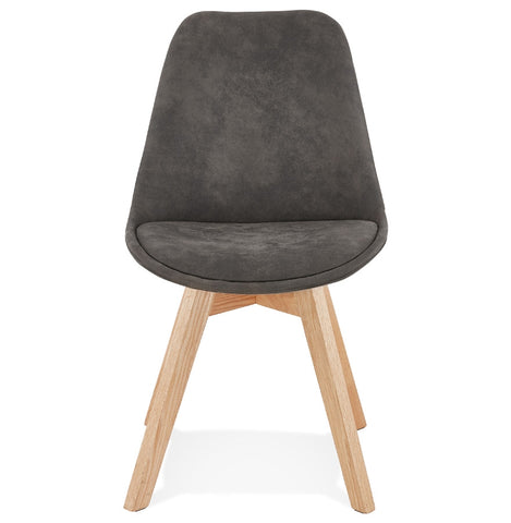Stoel 'AXEL' in grijs microvezel met poten in naturel hout Stoel 'AXEL' in grijs microvezel met poten in naturel hout