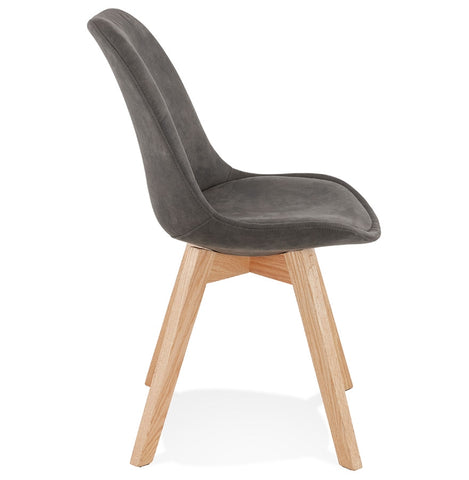 Stoel 'AXEL' in grijs microvezel met poten in naturel hout Stoel 'AXEL' in grijs microvezel met poten in naturel hout