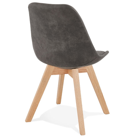 Stoel 'AXEL' in grijs microvezel met poten in naturel hout Stoel 'AXEL' in grijs microvezel met poten in naturel hout