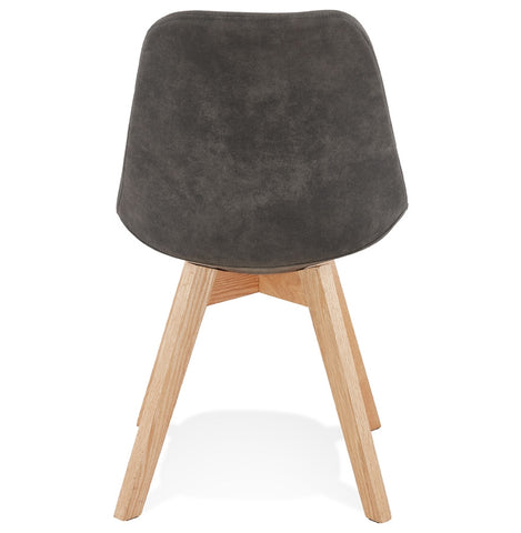 Stoel 'AXEL' in grijs microvezel met poten in naturel hout Stoel 'AXEL' in grijs microvezel met poten in naturel hout