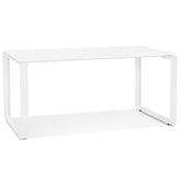 Recht designbureau 'BAKUS' van wit glas en metaal - 160x80 cm