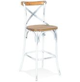 Houten barkruk met verweerd walnoteneffect 'COTTAGE'