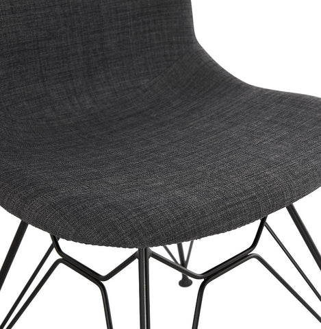Design stoel 'DECLIK' donkergrijs met metalen poten zwart Design stoel 'DECLIK' donkergrijs met metalen poten zwart