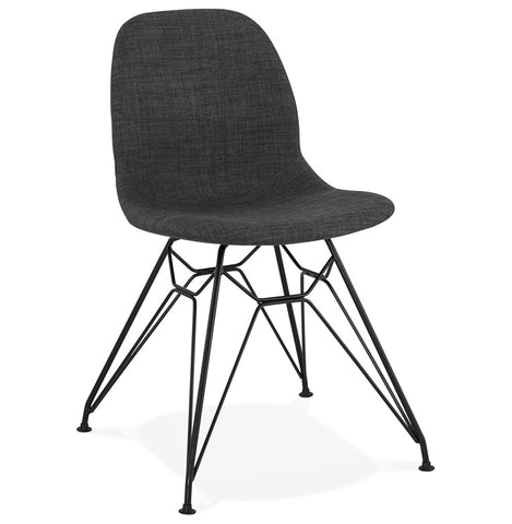 Design stoel 'DECLIK' donkergrijs met metalen poten zwart Design stoel 'DECLIK' donkergrijs met metalen poten zwart