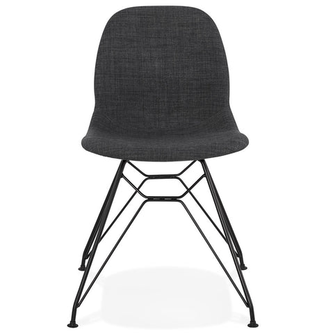 Design stoel 'DECLIK' donkergrijs met metalen poten zwart Design stoel 'DECLIK' donkergrijs met metalen poten zwart