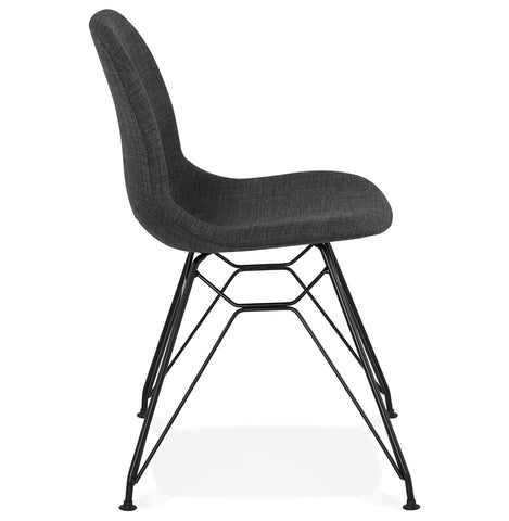 Design stoel 'DECLIK' donkergrijs met metalen poten zwart Design stoel 'DECLIK' donkergrijs met metalen poten zwart