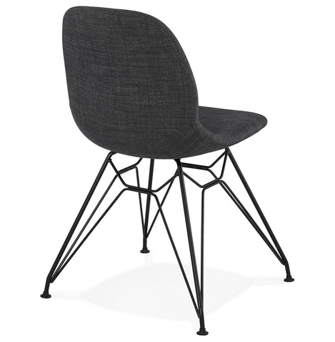 Design stoel 'DECLIK' donkergrijs met metalen poten zwart Design stoel 'DECLIK' donkergrijs met metalen poten zwart