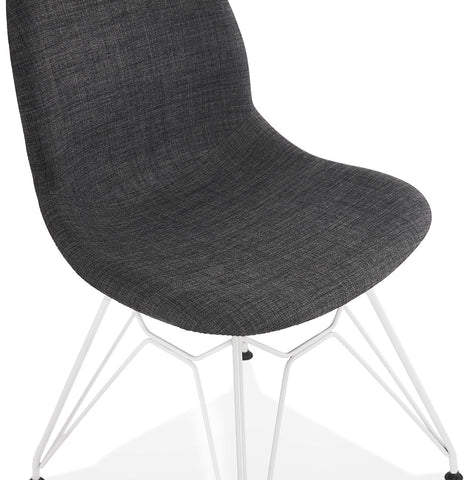 Design stoel 'DECLIK' donkergrijs met witte metalen poten Design stoel 'DECLIK' donkergrijs met witte metalen poten