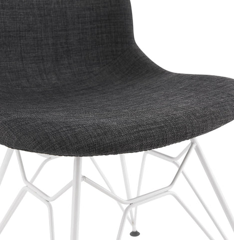 Design stoel 'DECLIK' donkergrijs met witte metalen poten Design stoel 'DECLIK' donkergrijs met witte metalen poten