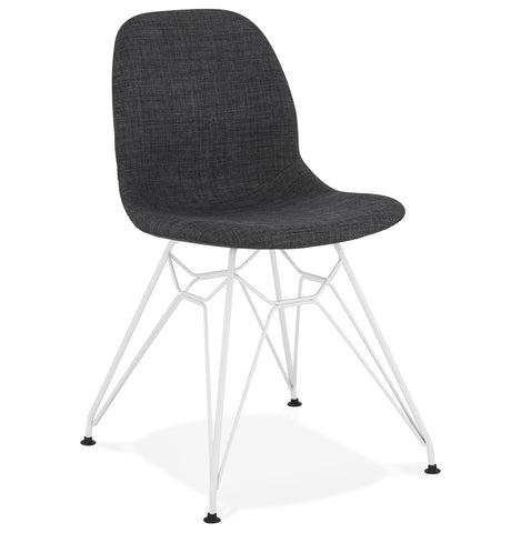 Design stoel 'DECLIK' donkergrijs met witte metalen poten Design stoel 'DECLIK' donkergrijs met witte metalen poten
