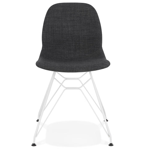Design stoel 'DECLIK' donkergrijs met witte metalen poten Design stoel 'DECLIK' donkergrijs met witte metalen poten