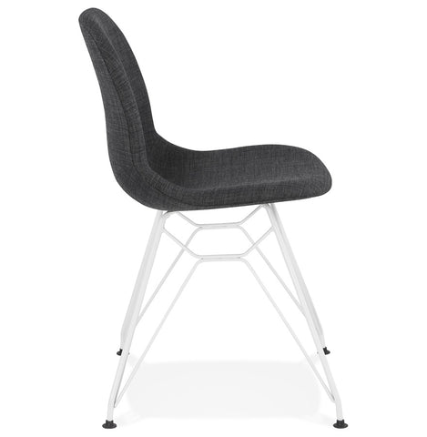 Design stoel 'DECLIK' donkergrijs met witte metalen poten Design stoel 'DECLIK' donkergrijs met witte metalen poten