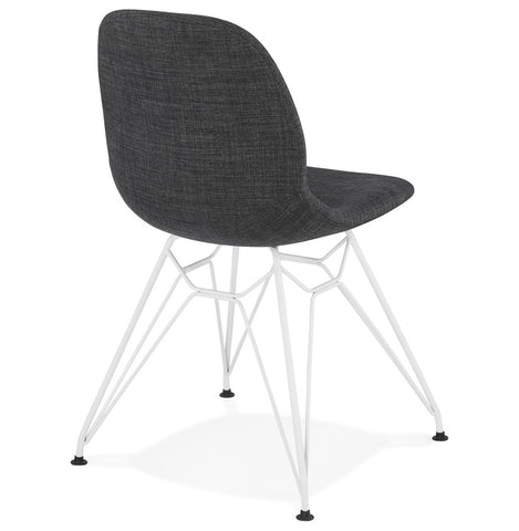 Design stoel 'DECLIK' donkergrijs met witte metalen poten Design stoel 'DECLIK' donkergrijs met witte metalen poten