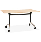 Opvouwbaar bureau 'FLEXO' op wielen in naturel houten afwerking - 140 x 70 cm