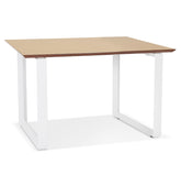 Recht directiebureau 'GIMINI' van hout met natuurlijke afwerking en wit metaal - 130x70 cm