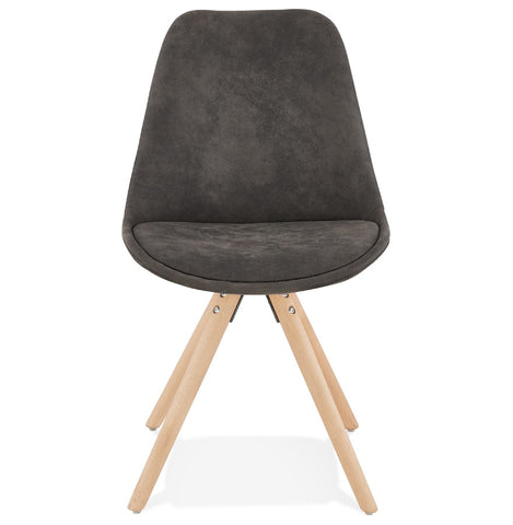 Comfortabele stoel 'HARRY' in grijs microvezel met poten in natuurlijk hout Comfortabele stoel 'HARRY' in grijs microvezel met poten in natuurlijk hout