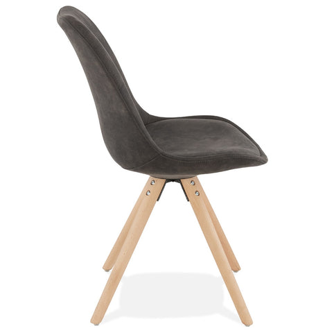 Comfortabele stoel 'HARRY' in grijs microvezel met poten in natuurlijk hout Comfortabele stoel 'HARRY' in grijs microvezel met poten in natuurlijk hout