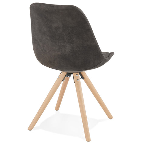 Comfortabele stoel 'HARRY' in grijs microvezel met poten in natuurlijk hout Comfortabele stoel 'HARRY' in grijs microvezel met poten in natuurlijk hout