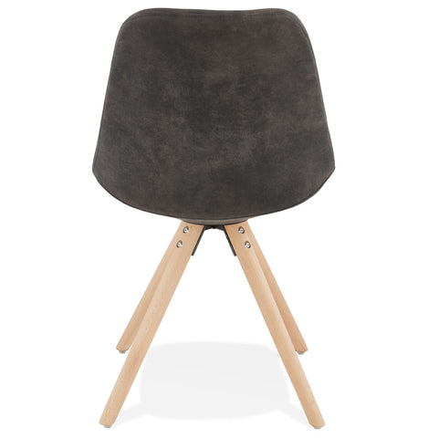 Comfortabele stoel 'HARRY' in grijs microvezel met poten in natuurlijk hout Comfortabele stoel 'HARRY' in grijs microvezel met poten in natuurlijk hout