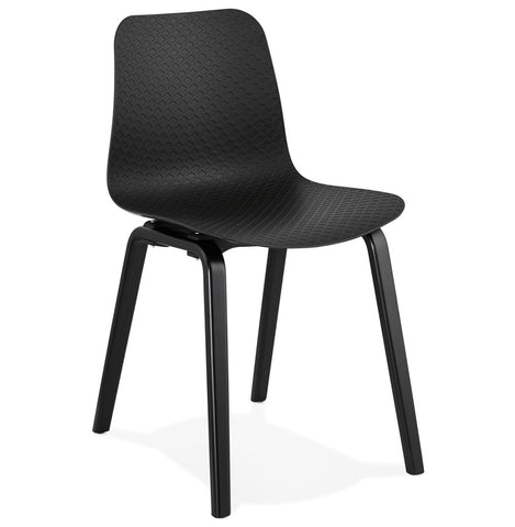 Design stoel 'PACIFIK' zwart met zwarte houten poten Design stoel 'PACIFIK' zwart met zwarte houten poten