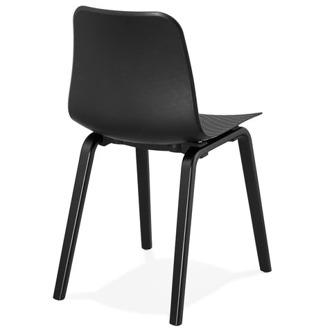 Design stoel 'PACIFIK' zwart met zwarte houten poten Design stoel 'PACIFIK' zwart met zwarte houten poten