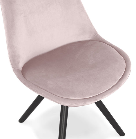 Vintage stoel 'RICKY' in roze fluweel met poten in zwart hout Vintage stoel 'RICKY' in roze fluweel met poten in zwart hout