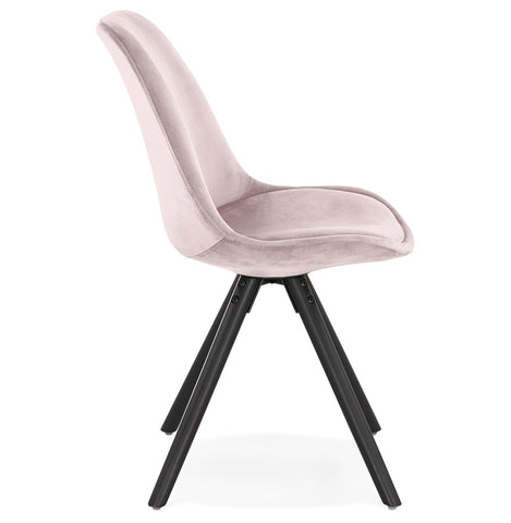 Vintage stoel 'RICKY' in roze fluweel met poten in zwart hout Vintage stoel 'RICKY' in roze fluweel met poten in zwart hout
