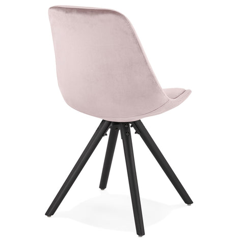 Vintage stoel 'RICKY' in roze fluweel met poten in zwart hout Vintage stoel 'RICKY' in roze fluweel met poten in zwart hout