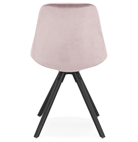 Vintage stoel 'RICKY' in roze fluweel met poten in zwart hout Vintage stoel 'RICKY' in roze fluweel met poten in zwart hout