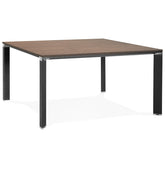 Vergadertafel / bench 'XLINE SQUARE' met notenhouten afwerking en zwart metaal - 140x140 cm
