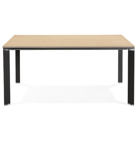 Vergadertafel / bench 'XLINE SQUARE' in hout met natuurlijke afwerking en zwart metaal - 160x160 cm Vergadertafel / bench 'XLINE SQUARE' in hout met natuurlijke afwerking en zwart metaal - 160x160 cm