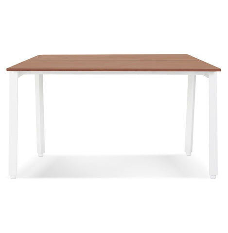 Meeting table/bench desk 'AMADEUS SQUARE' of wood with walnut finish and white metal - 160x160cm