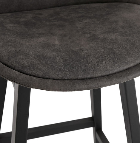 Bar stool 'ASPEN' of gray microfiber and legs of black wood