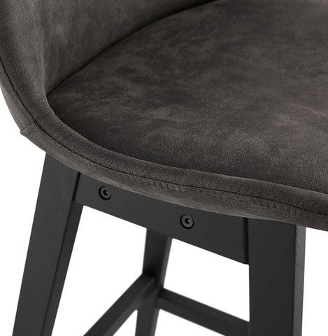 Bar stool 'ASPEN' of gray microfiber and legs of black wood