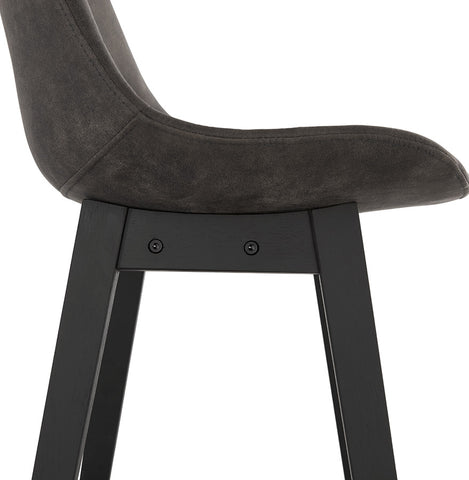 Bar stool 'ASPEN' of gray microfiber and legs of black wood