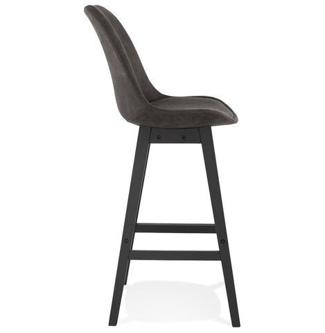 Bar stool 'ASPEN' of gray microfiber and legs of black wood