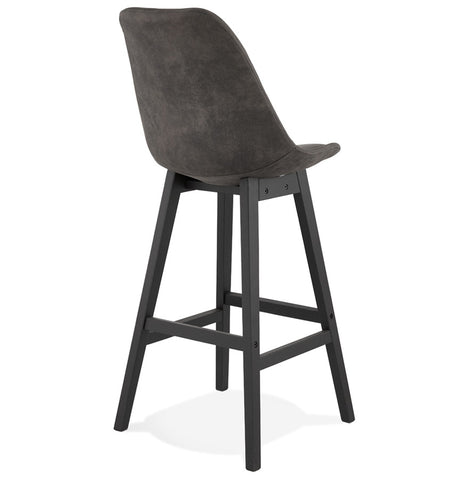 Bar stool 'ASPEN' of gray microfiber and legs of black wood