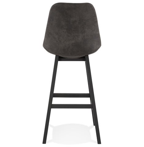 Bar stool 'ASPEN' of gray microfiber and legs of black wood