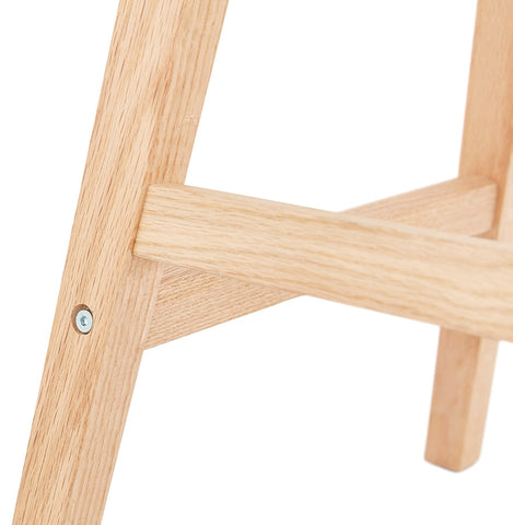 Bar stool 'ASPEN' in gray microfiber and legs of natural wood