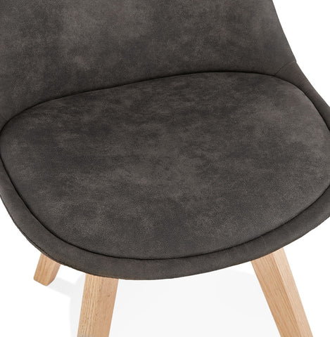 Chair 'AXEL' in gray microfiber with legs in natural wood