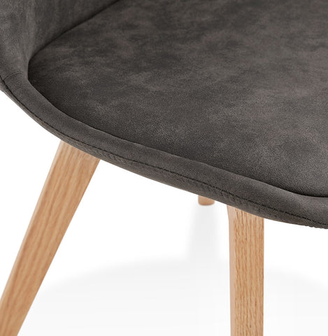 Chair 'AXEL' in gray microfiber with legs in natural wood