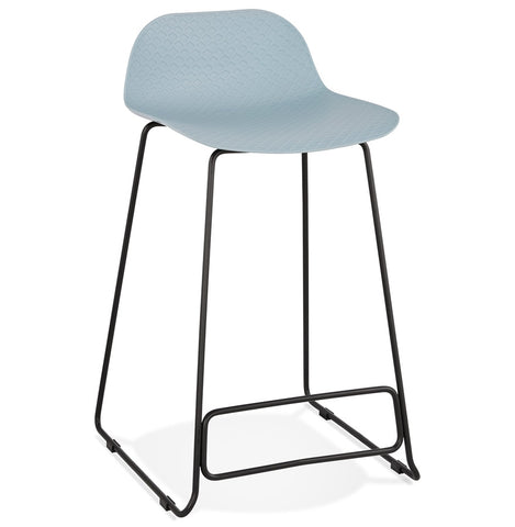 BABYLOS MINI' mid-height stool in blue industrial style with black metal legs