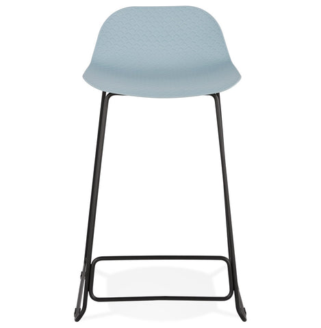 BABYLOS MINI' mid-height stool in blue industrial style with black metal legs