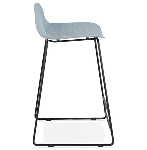 BABYLOS MINI' mid-height stool in blue industrial style with black metal legs