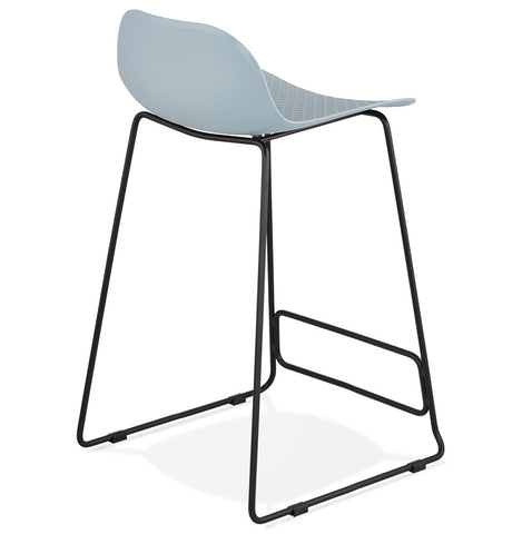 BABYLOS MINI' mid-height stool in blue industrial style with black metal legs