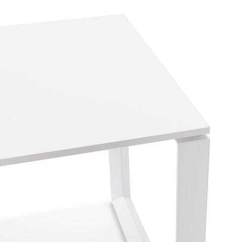 Small straight design desk table 'BAKUS' in white wood and metal - 120x60 cm