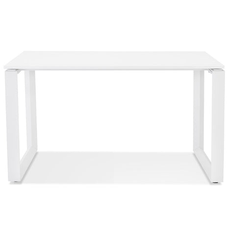 Small straight design desk table 'BAKUS' in white wood and metal - 120x60 cm