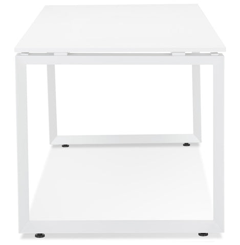 Small straight design desk table 'BAKUS' in white wood and metal - 120x60 cm