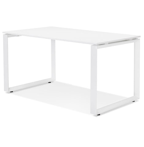 Small straight design desk table 'BAKUS' in white wood and metal - 120x60 cm