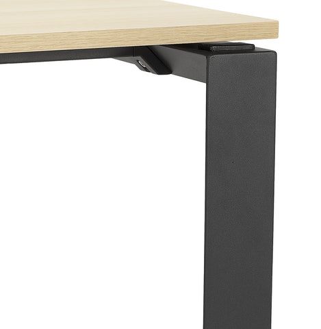 Meeting table / bench desk 'BAKUS SQUARE' in wood with natural finish and black metal - 140x140 cm